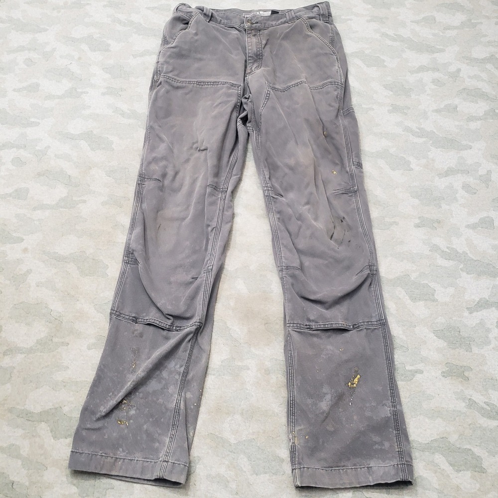 Carhartt Pants Mens 34x36 Gray Double Knee Relaxed Fit Pockets Utility Workwear